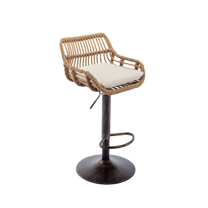 Modern Swivel Bar Stools Adjustable Counter Chairs With Footrest (Set of 2)