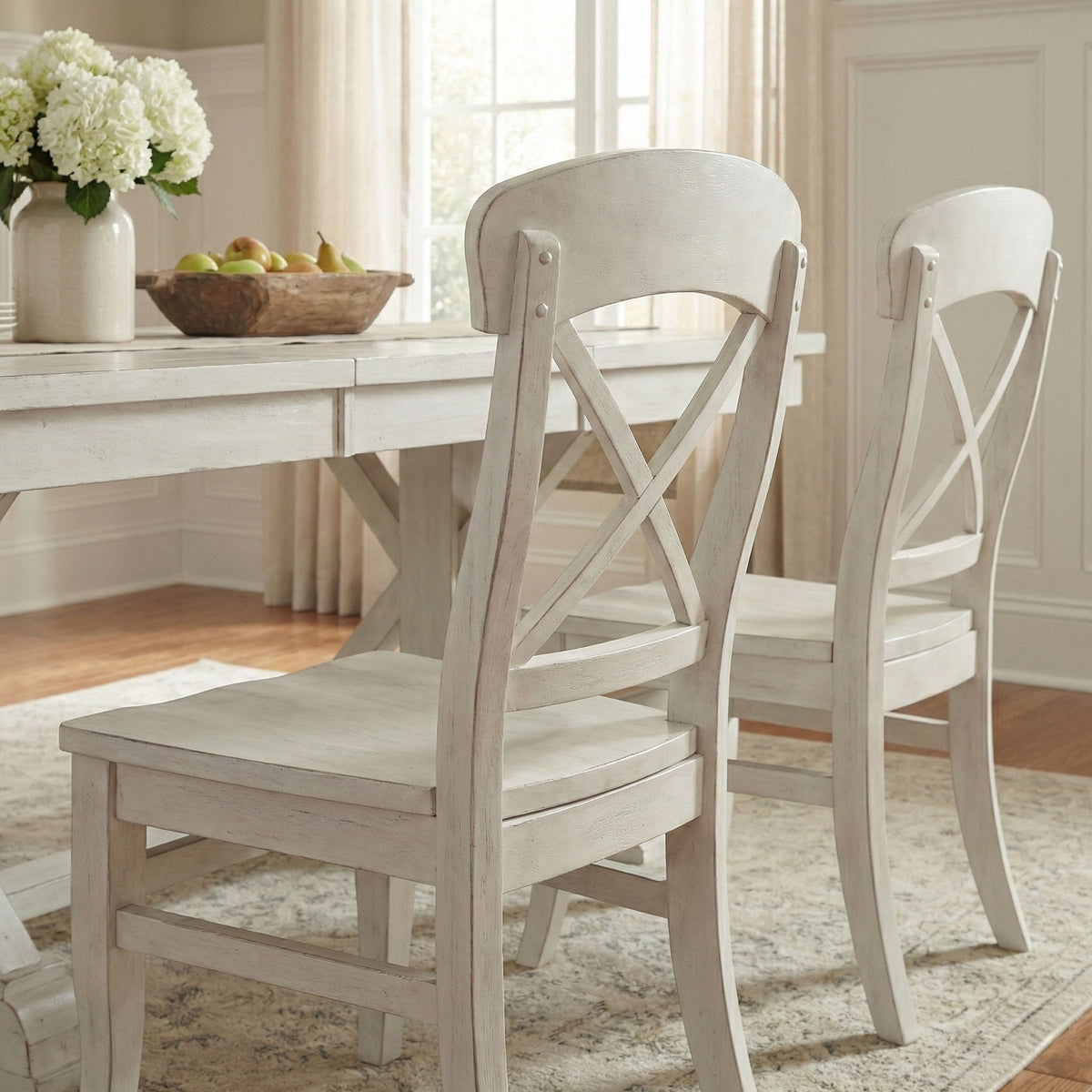 Harola - Cross-Back Dining Side Chairs In (Set of 2) - Smoky White