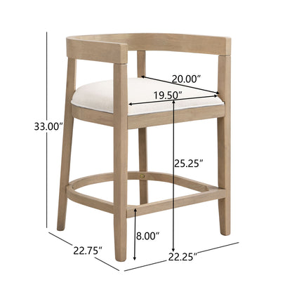 Modern Rubberwood Counter Stool Set With Upholstered Seats