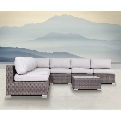 6 Person Seating Set With Cushions - Brown / Gray