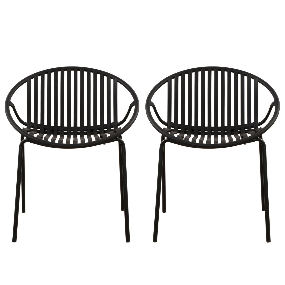 Stackable Outdoor Chairs With Breathable Plastic Backrest (Set of 2)