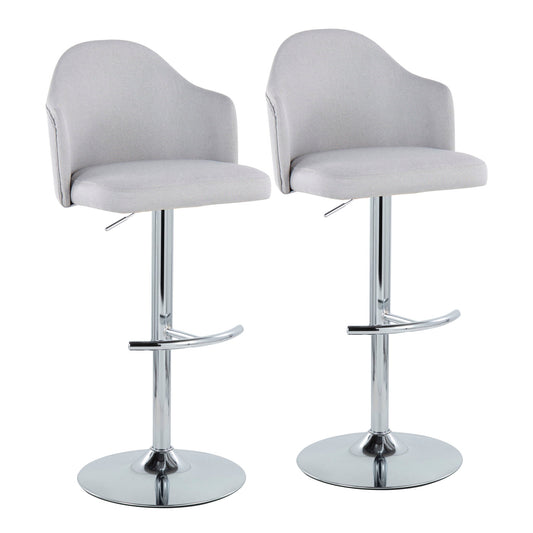 Ahoy - Contemporary Adjustable Barstool With Swivel With Rounded T Footrest (Set of 2) - Gray