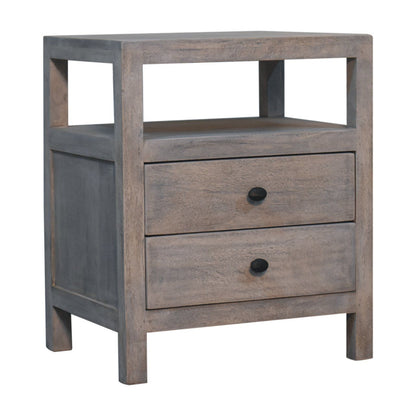 2 Drawer Open Bedside Table - Brown