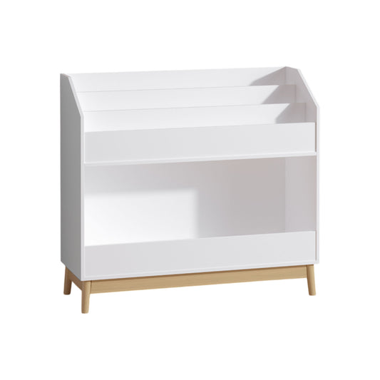 Bookcase Organizer With Storage, 3 Tier Toddler Book Display Shelf For Playroom - White