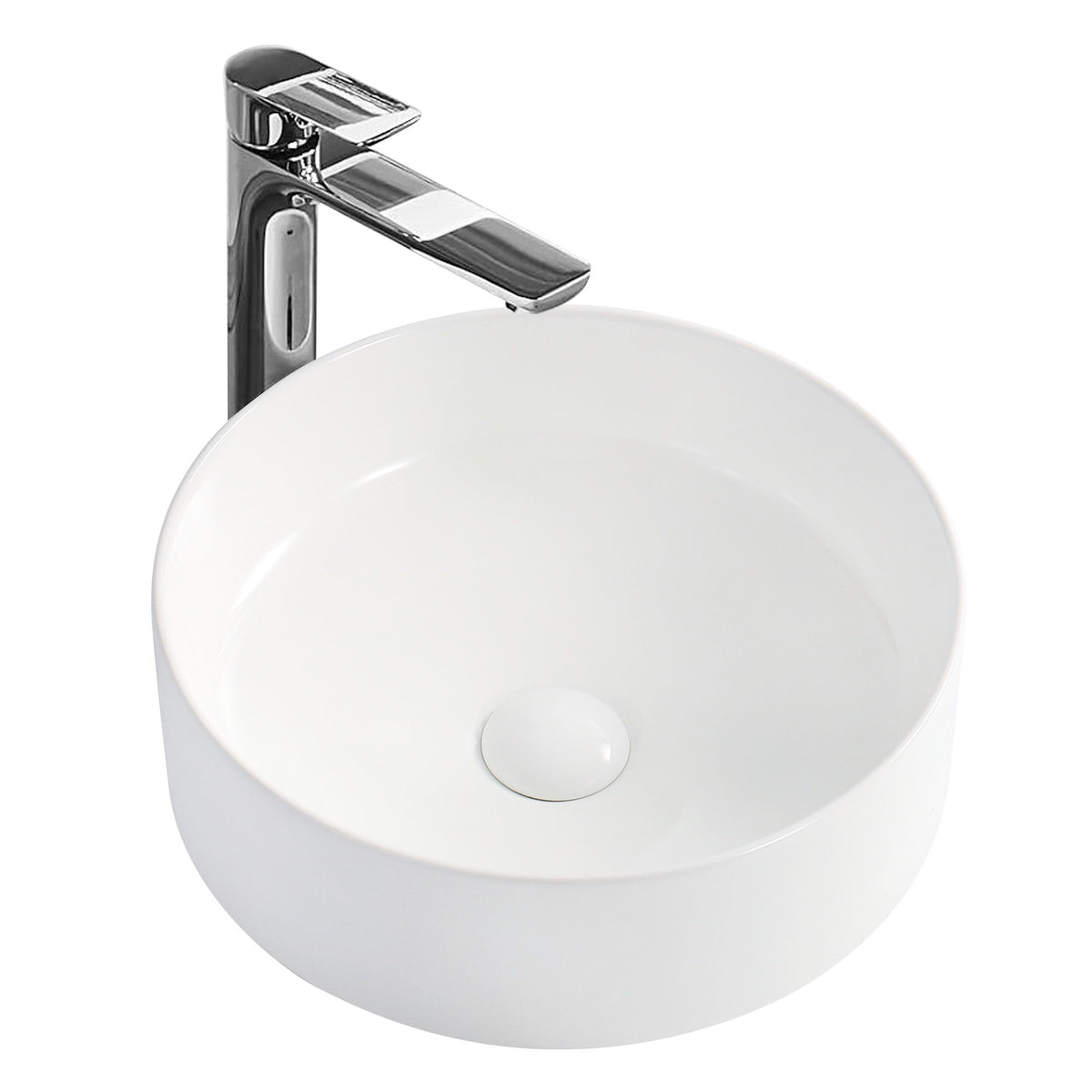 Round Vessel Bathroom Sink Bowl - White