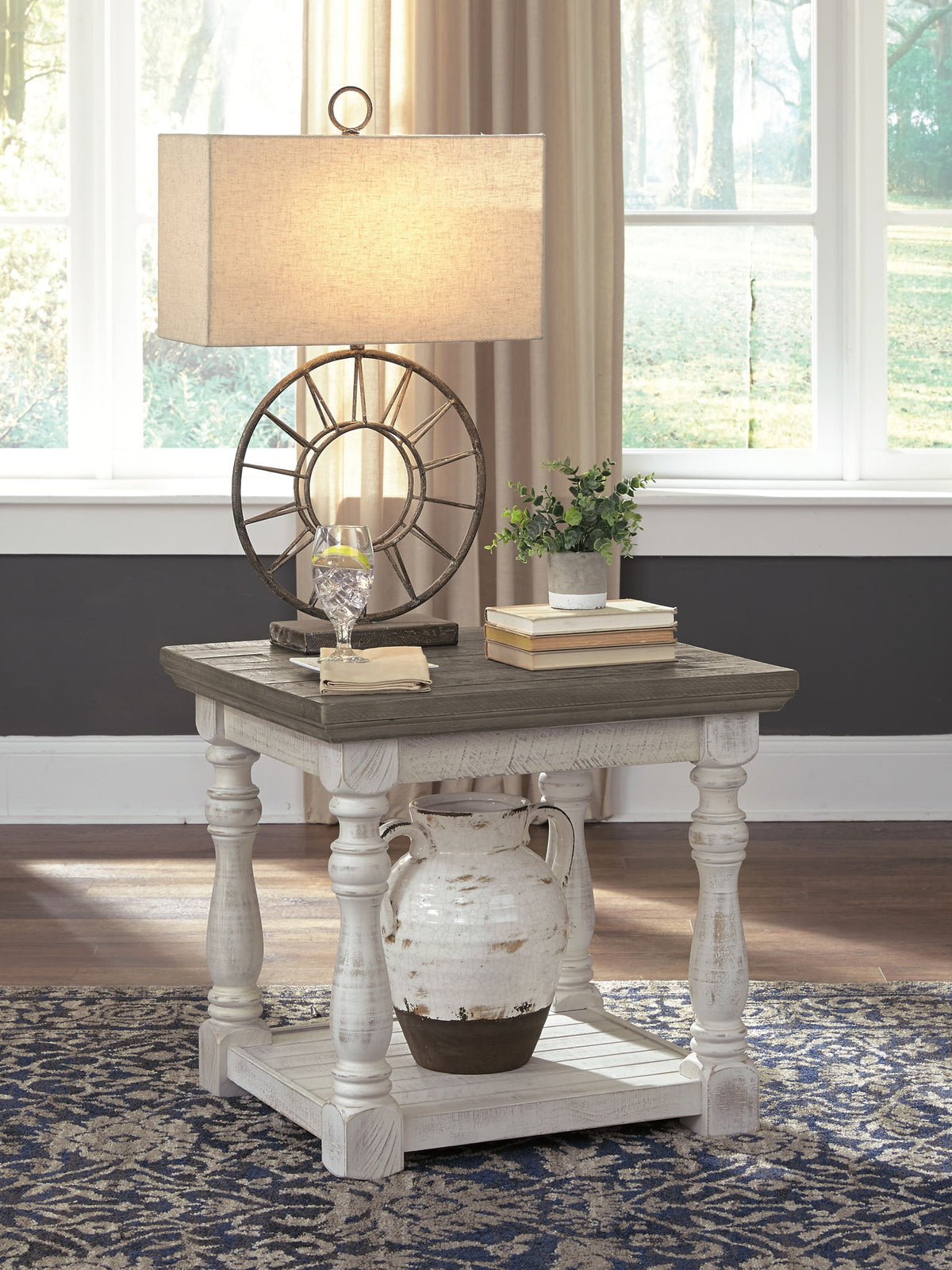 Havalance - Rectangular End Table - Gray / White