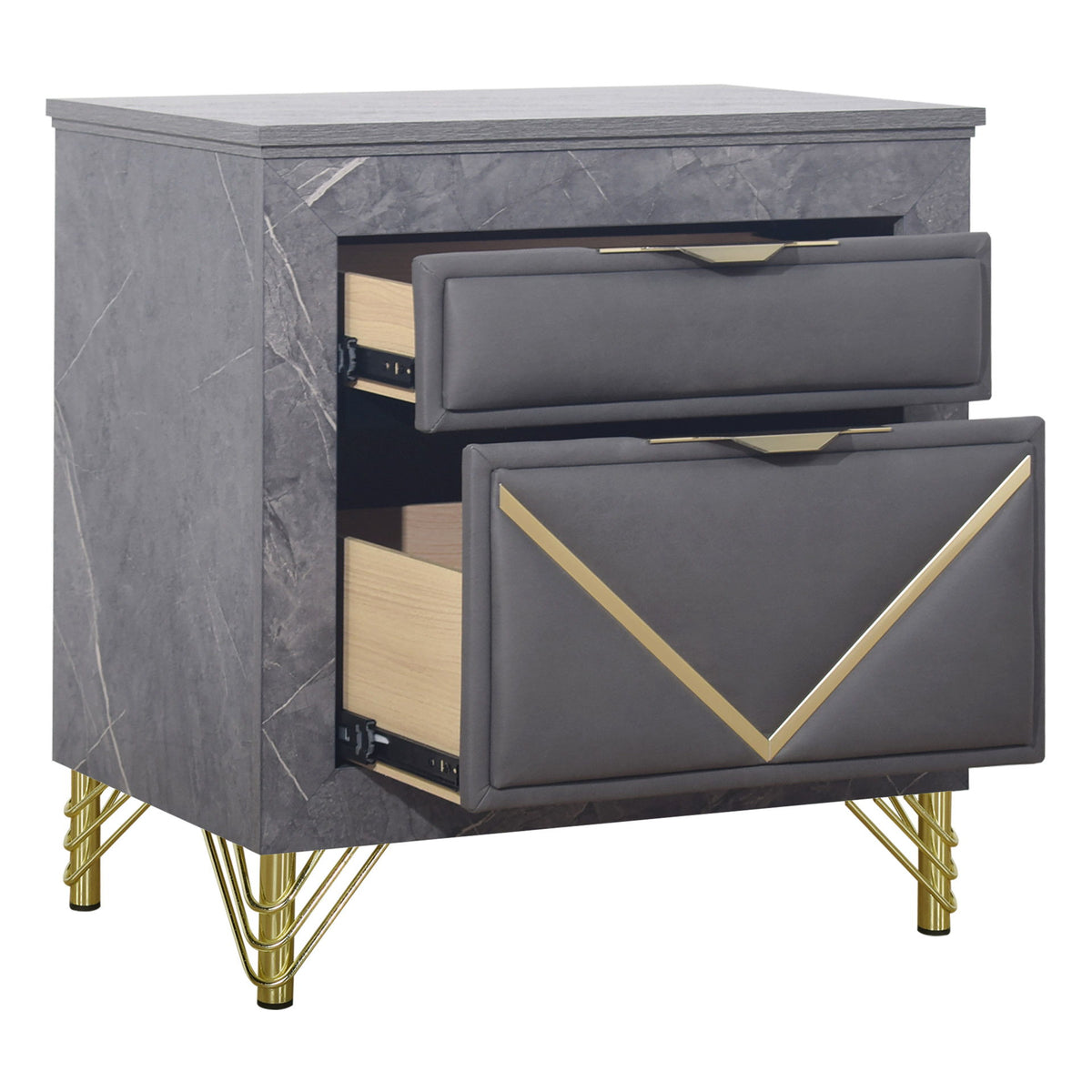 Symmetry - 2 Drawer Nightstand - Charcoal