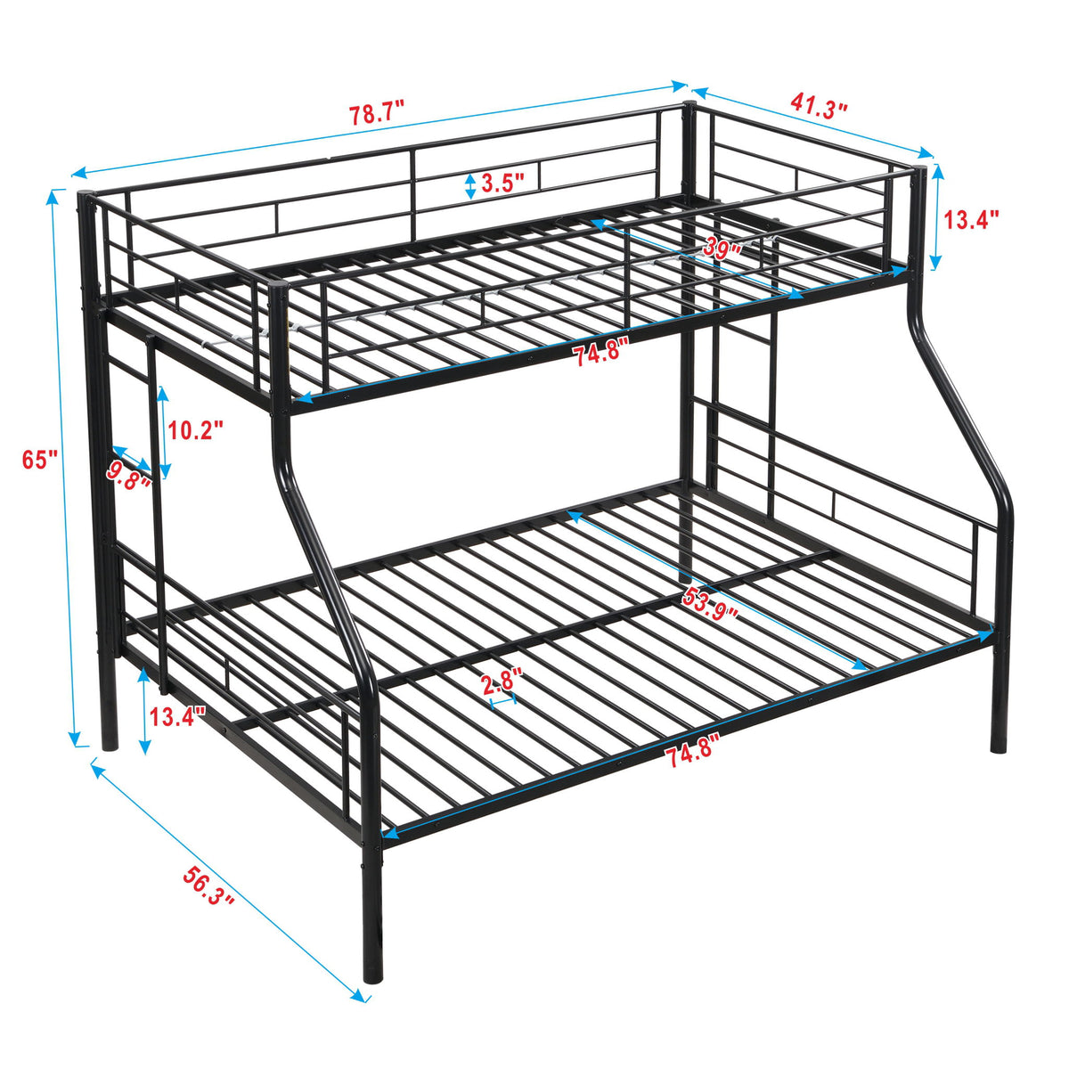 Twin Over Full Bunk Bed With Large Under-Bed Storage - Black