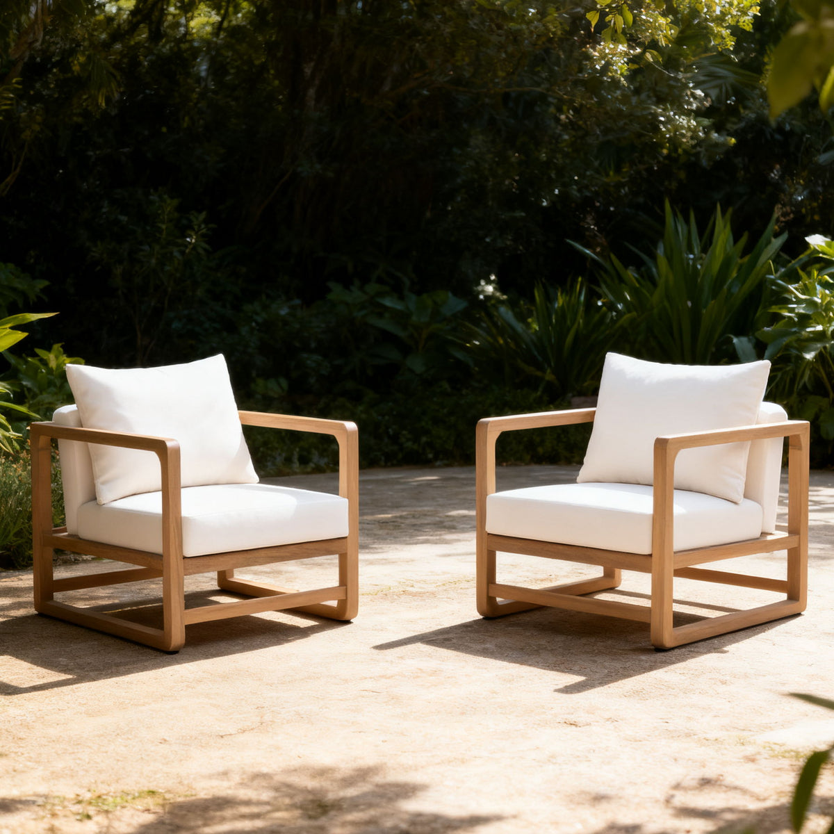 Outdoor Lounge Chair With Oversized Cushion Set For Patio