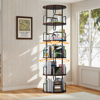 Rotating Bookshelf Tower 5 Tier Spinning 360 Degree Revolving Storage Shelf