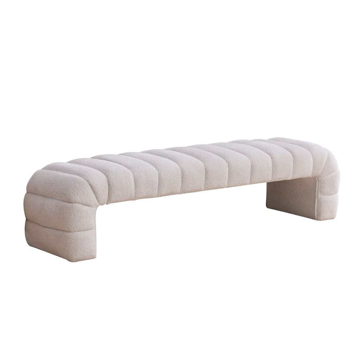 Modern Upholstered Armless Bed Bench With Channel Tufted Design