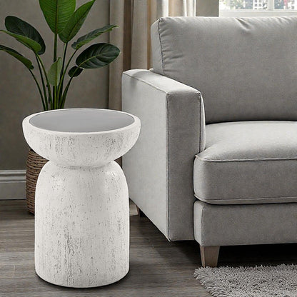 Dylana - Natural Fiber Concrete Accent Table - Gray