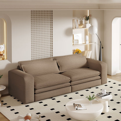 King Size Sleeper Pull Out Sofa Bed, 3 In 1 Convertible Chaise Lounge With 2 Pillows For Living Room - Camel