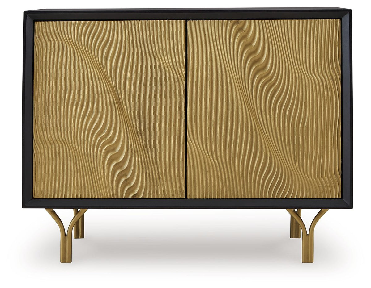 Tayner - Accent Cabinet - Black / Gold Finish