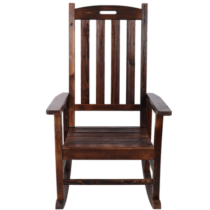 Oversized Porch Rocker Chair With Wide Seat And Tall Backrest