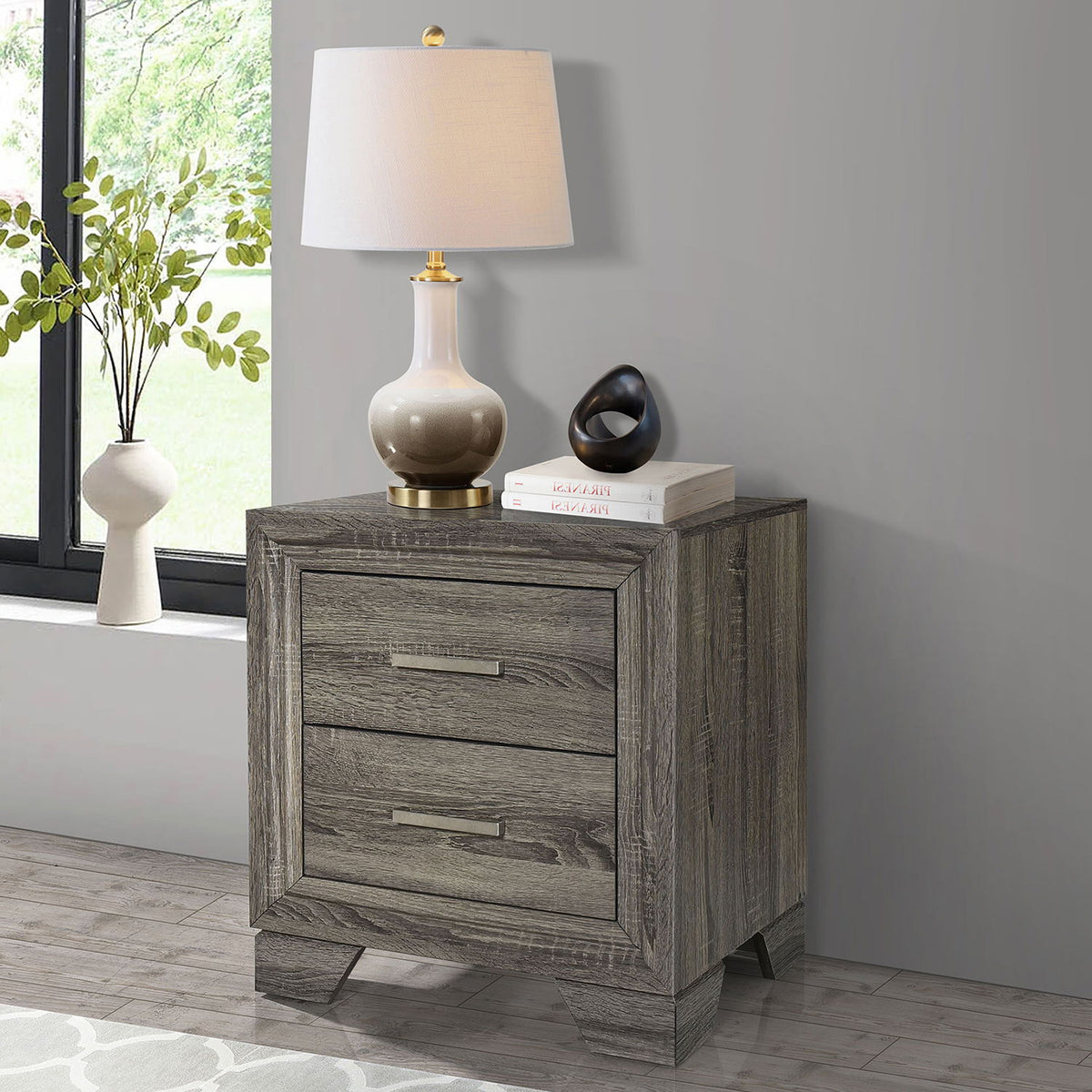 Funston - 2 Drawer Nightstand - Brown Oak