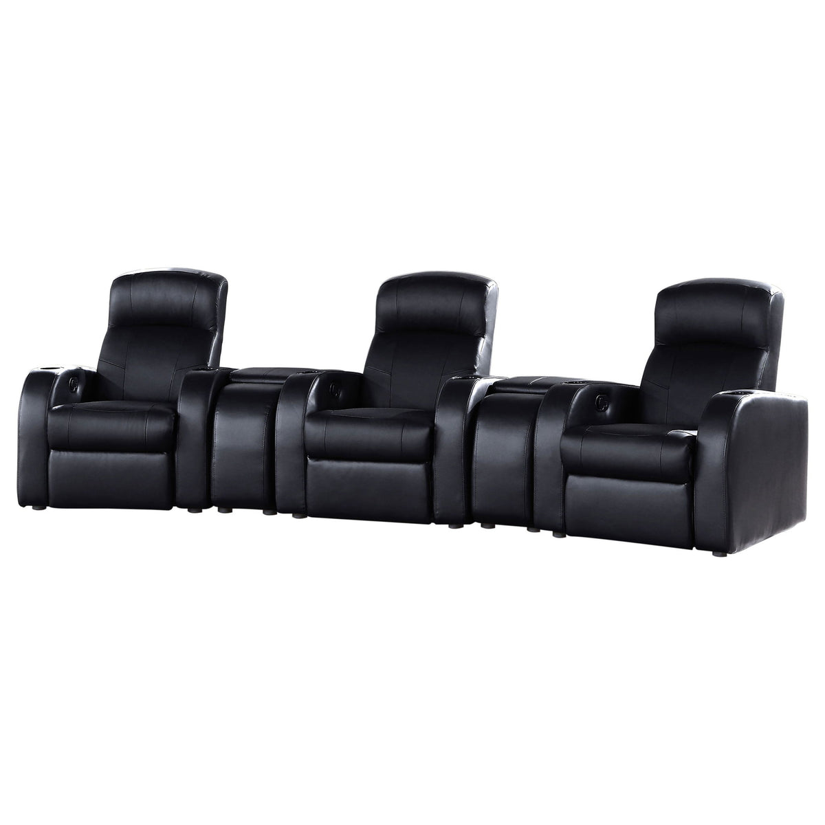 Greenfield - 3 Seater Home Theater With 2 Wedge Consoles - Black