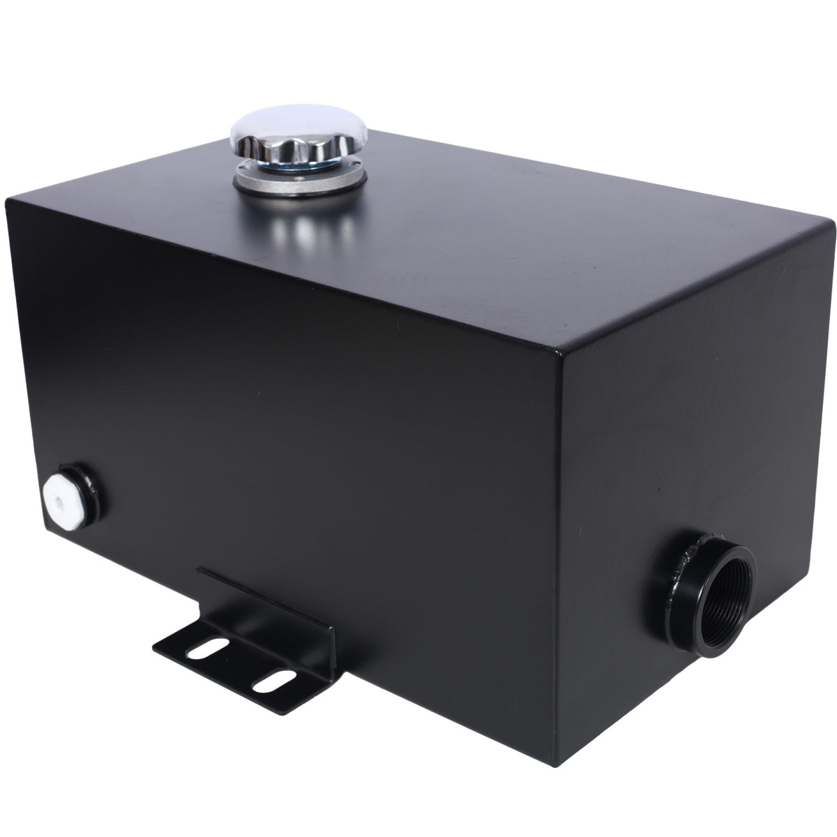 Heavy Duty 5 Gallon Steel Hydraulic Fluid Reservoir Tank With Mounting Foot, 14 Gauge - Black