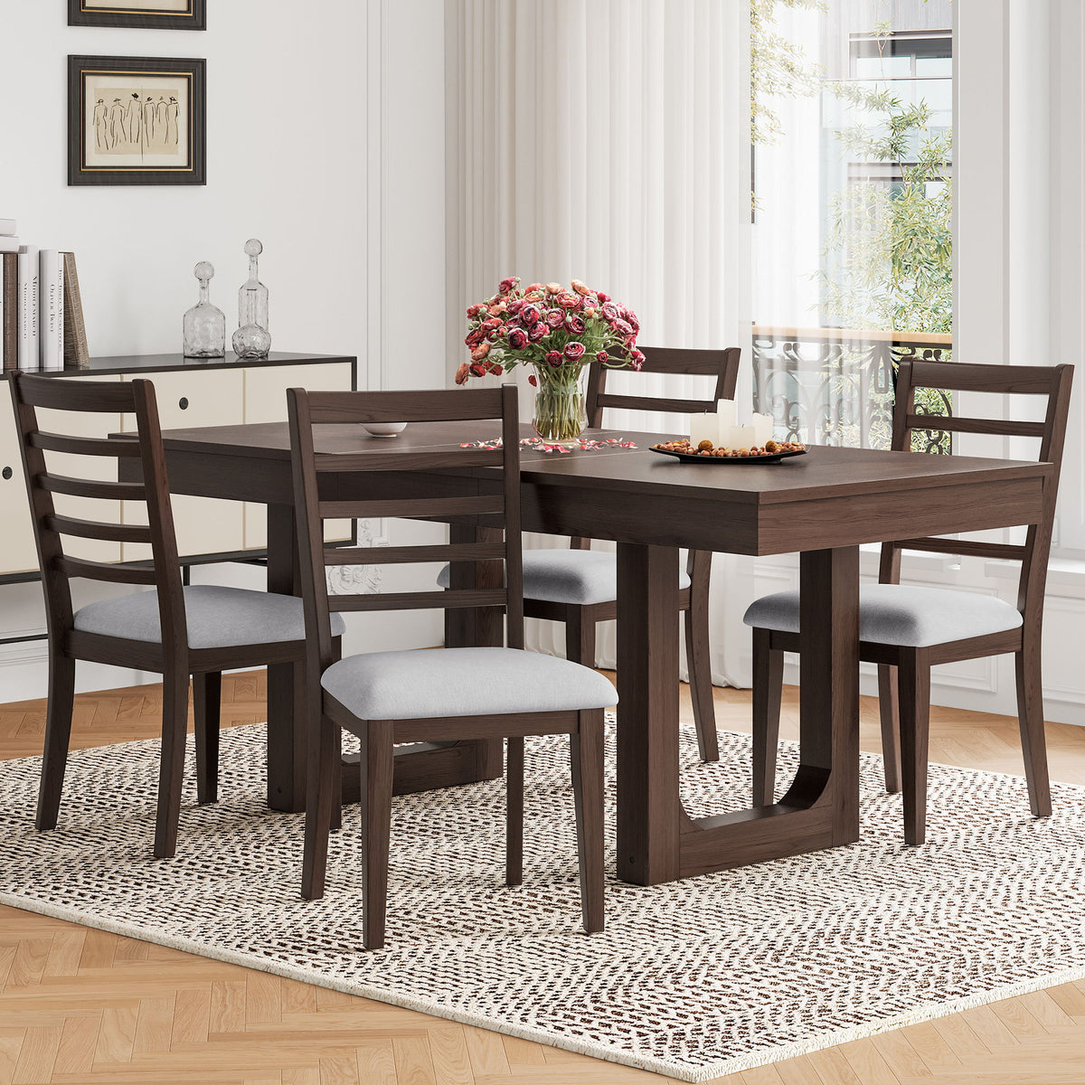 Upholstered Armless Chairs With High Ladder Back