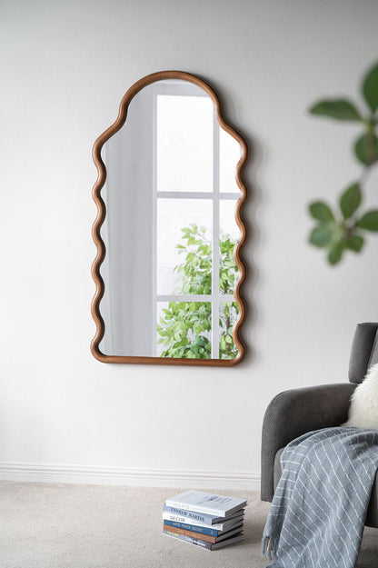 Wood Mirror With Unique Frame - Brown