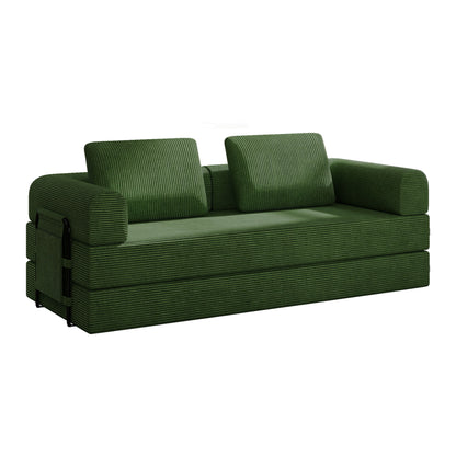 Convertible Sleeper Sofa Bed With Cylindrical Pillow, Fixed Shape Frame