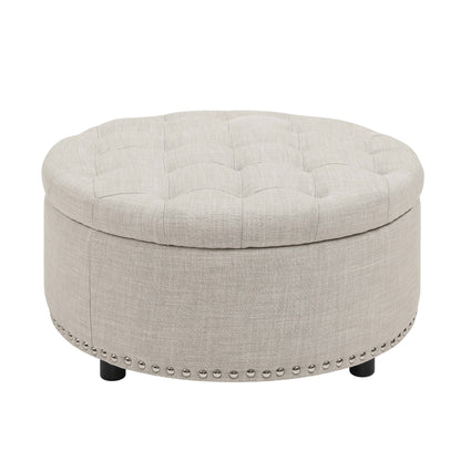 Tufted Storage Ottoman - Almond