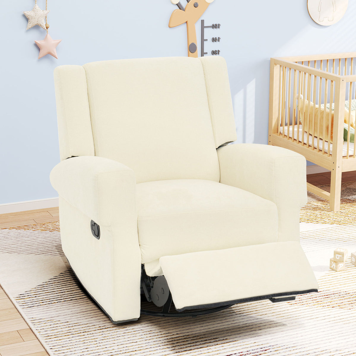 Manual Recliner Chair With Swivel Rocker Function, Dual Recline Angles