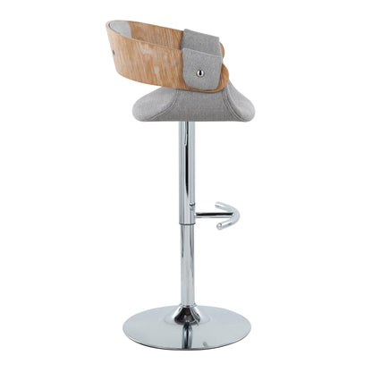 Elisa - Mid-Century Modern Adjustable Barstool With Swivel With Rounded T Footrest (Set of 2) - Gray