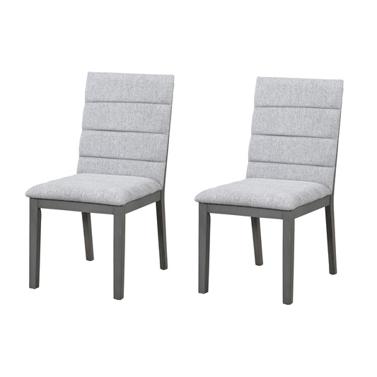 Tufted Upholstery Modern Dining Chairs (Set of 2) Sleek Comfort With Rubber Wood Frame - Gray / Oak
