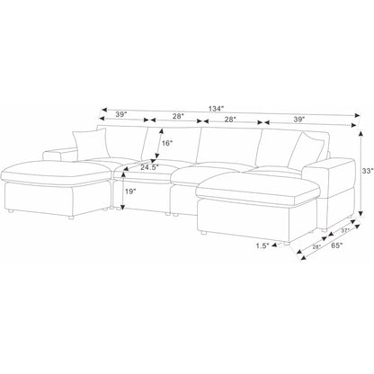 Upholstered Symmetrical Modular Sectional With 6 Seating