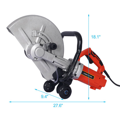 Heavy Duty Electric 14" Cut Off Saw With Water Line Attachment - Black / Silver