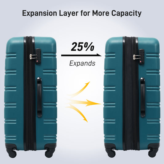 3 Piece Luggage Set Hardside Spinner Suitcase With TSA Lock