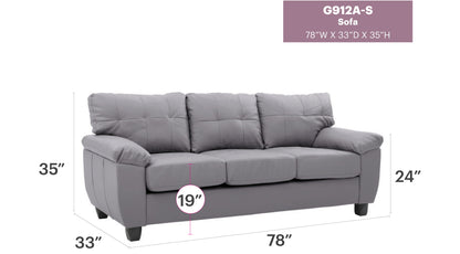Sophisticated Sofa With Padded Arms - Gray