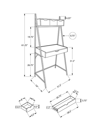 Computer Desk For Home Office, Laptop, Leaning, Storage Drawers, Contemporary & Modern