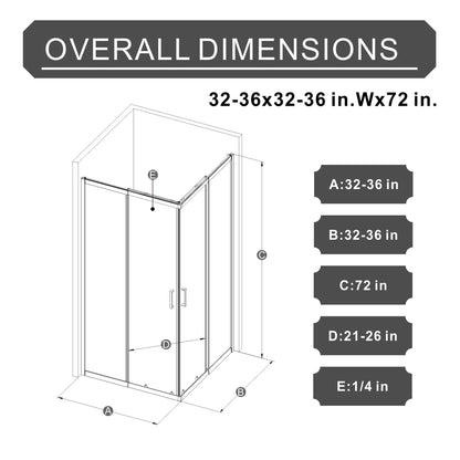 Corner Sliding Shower Door Combo With Base (No Drain Kit)