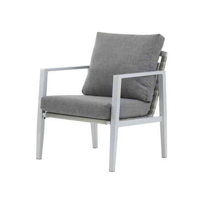 Modern Lounge Chair With Rope Accents And Cushions