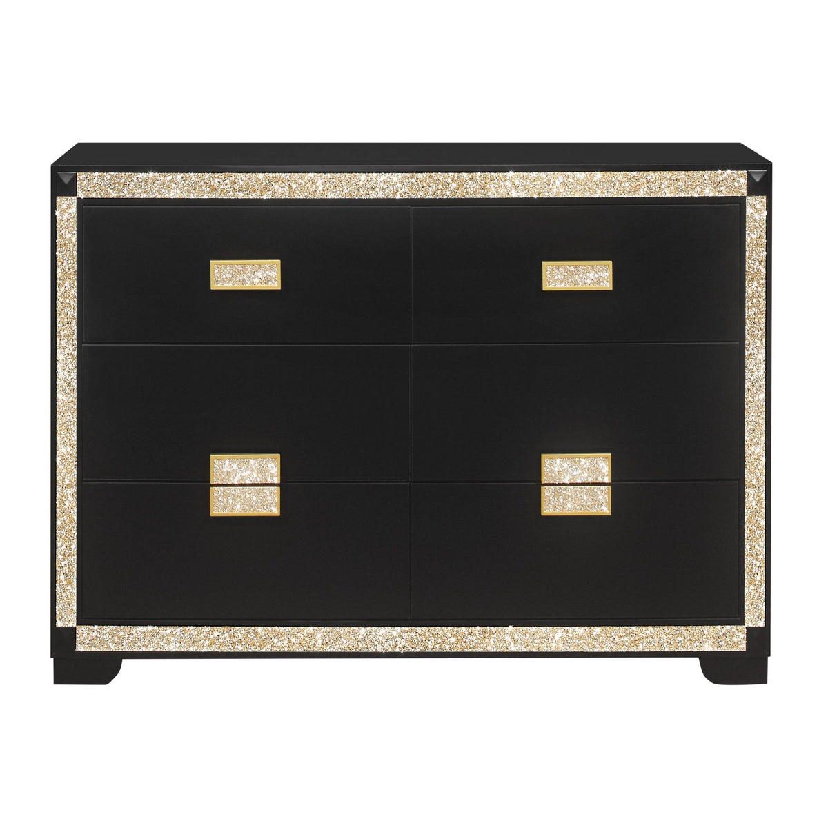 Lively - Dresser With Glitter Detail And Thick Bar Handle Hardware - Black