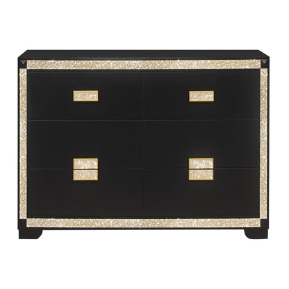 Lively - Dresser With Glitter Detail And Thick Bar Handle Hardware - Black
