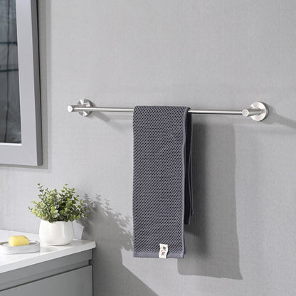 Bathroom Set 4 Pack With Towel Bar Racks, Toilet Paper Holder, Ring, Hook, Stainless Steel - Brushed Nickel