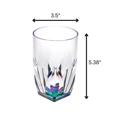 Rainbow Diamond Acrylic Glasses Drinking (Set of 4) Hi Ball 17Oz, Bpa Free Plastic Cocktail Glasses - Clear