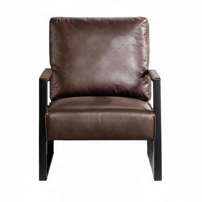 Classic Mid Century Modern Accent Chair With Durable Square Metal Frame, Armchair