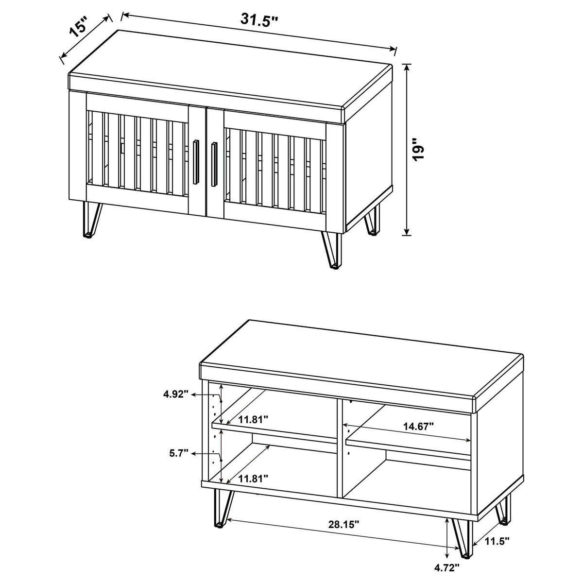 Clackamas - 2 Door Storage Bench With Padded Seat