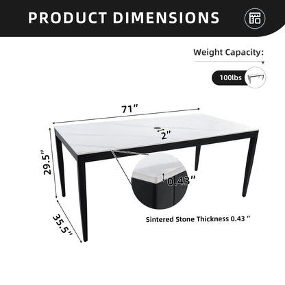 Outdoor Modern Patio Dining Table, Post Tapered Legs, Weatherproof & Rust Free