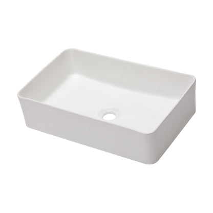Modern European Design 21" X 14" Ceramic Rectangular Vessel Bathroom Sink - White