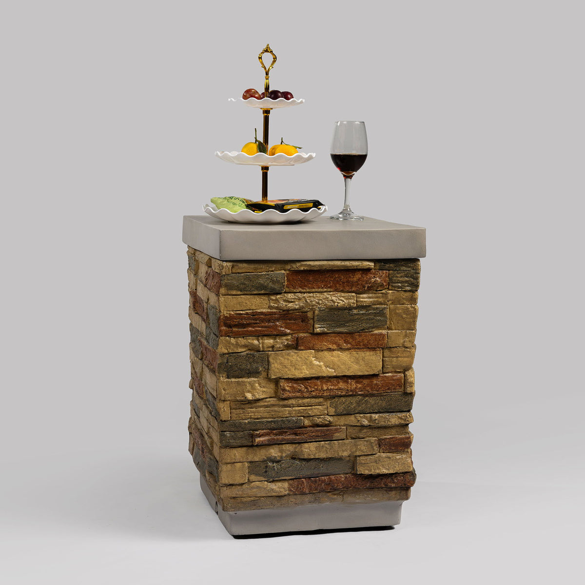 Outdoor Propane Tank Holder Fire Pit Cover Side Table - Sandstone