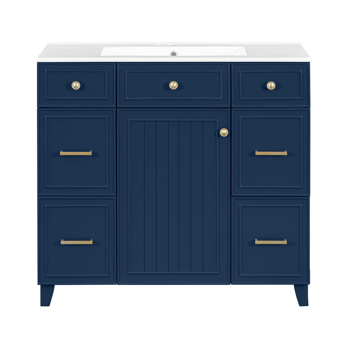 Bathroom Vanity With Ceramic Sink, Soft Close Doors, Adjustable Shelves