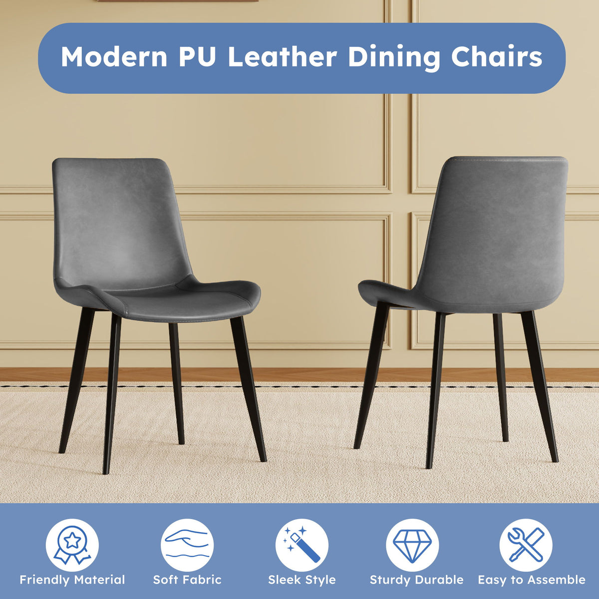 Modern Dining Chairs Ergonomic Design For Kitchen (Set of 4)