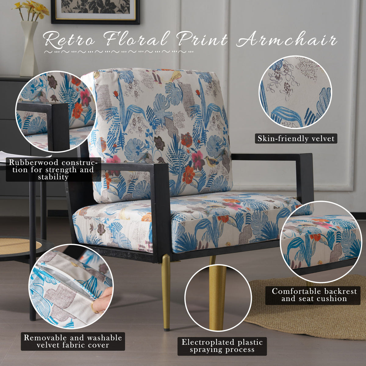 Modern Armchair With Solid Wood Frame