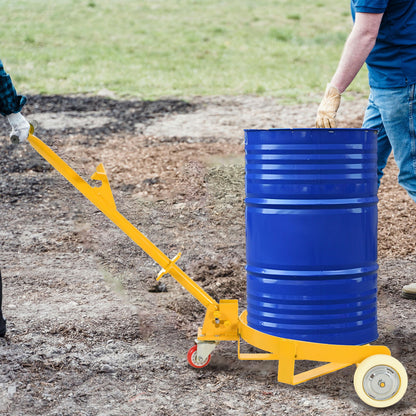 Steel Drum Dolly 55 Gallon Capacity Oil Barrel Mover With Wheels Low Profile Caddy - Yellow