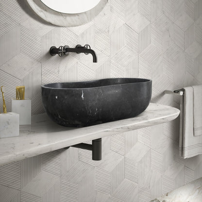 Vessel Sink, Wavy Shape Basin, Vanity Bowl - Dark Gray